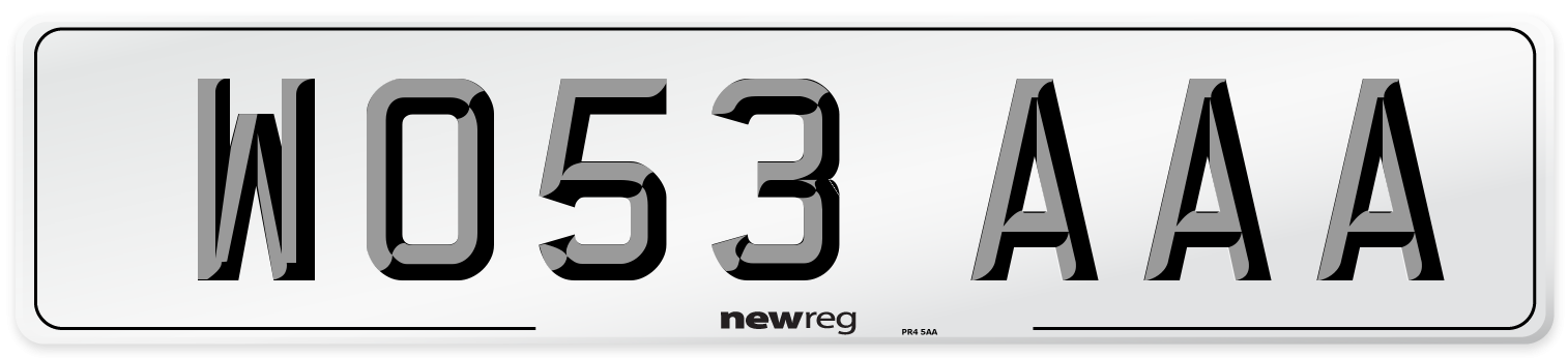 WO53 AAA Number Plate from New Reg